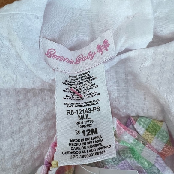 Bonnie Baby Matching Set Bunny Pastel Multicolour 12M Baby Girl NWT - Picture 6 of 6